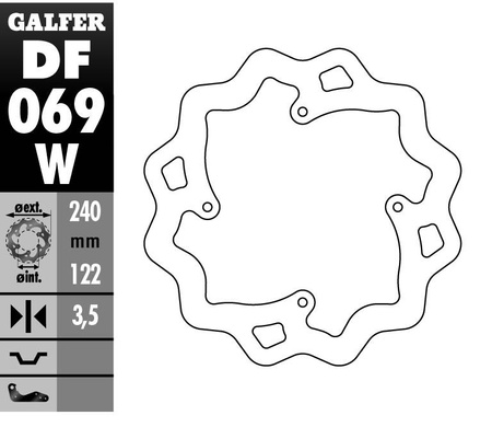 Tarcza hamulcowa tył honda cr 125r/250r '95-'07, cr 500 '95-'00, crf 250r/450r '02- wave (240x122x4mm)