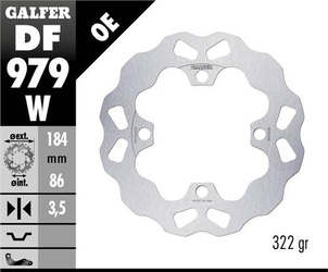 Tarcza hamulcowa tył yamaha yxr 700 rhino '08- wave (184x86x3,5mm)
