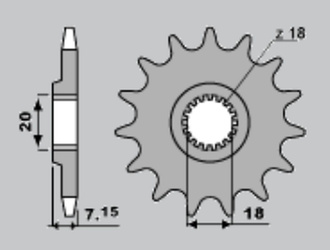 Zębatka przednia 432 12 18nc suzuki rm 125 '92-'07, rmz 250 '10-'12 (jtf427.12sc) (łańc. 520)
