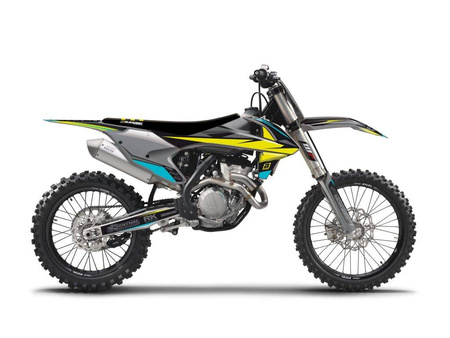 Komplet plastików i naklejek (oklein) + pokrowiec/poszycie na siedzenie ktm sx-sxf 16-18, exc 17-19 stealth szary