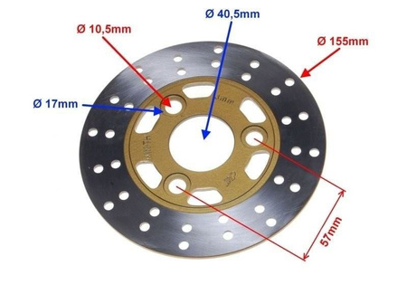 Tarcza hamulca przedniego skutera 155 mm gr 3,5mm