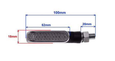 Kierunkowskaz LED czarny długi homologowany E8