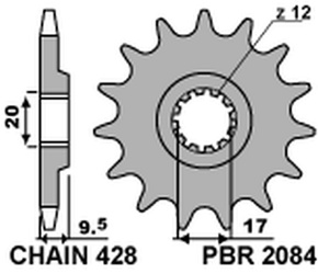 Zębatka przednia 2084 12 18nc ktm exc 50 '96-'03, sx 85 '07-'22 (jtf1907.12) (łańc. 428)