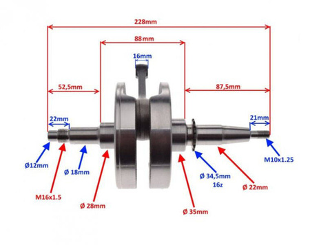 Wał korbowy do motocykla Suzuki GN 125