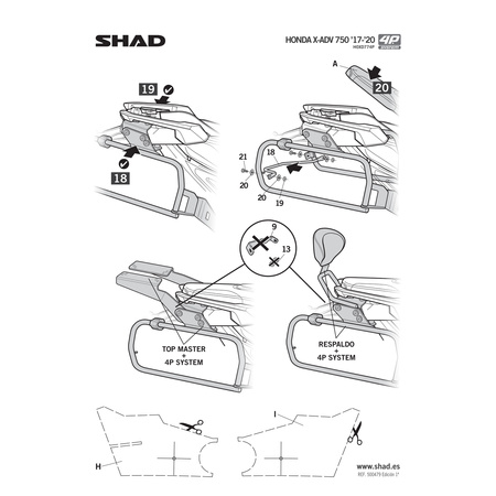 Stelaż do kufrów bocznych Shad 4P Terra do Honda X-ADV 750