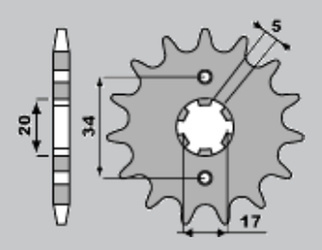 Zębatka przednia 2037 17 honda cbr 125 '04-'14, cbf 125 '09-'14 (jtf1264.17)