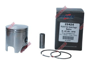 Vertex tłok polini, honda, piaggio 47,35mm sworzeń 12mm (pierścienie 53009804740 x 2 szt.)
