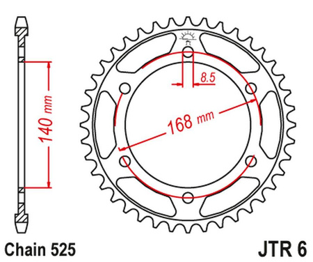 Zębatka tylna 4550 42 bmw f800r (otwór na śrubę 8,5mm) (455042jt) (łańc. 525) czarna