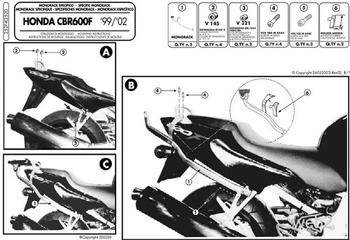 Stelaż Kufra Centralnego Honda Cbr 600f (99-02) ( Bez Płyty )