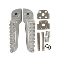 Zestaw podnóżków (podnóżki) pasażera kompletny z mocowaniami kawasaki zx-6r ninja '98-13, zx 636 '03-06, z 750 '04-12, z 1000 '03-13, z 1000sx '11-13, gtr 1400 / er6 '06-13, zx-10r '04-13 kolor srebrny