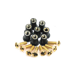 Śruby do owiewek (z gumkami) komplet 8 sztuk kolor złoty