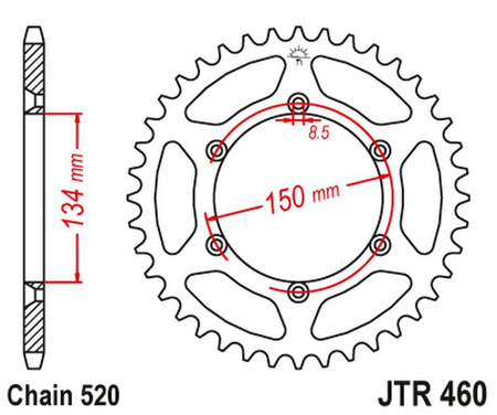 Zębatka tylna 489 46 aluminiowa racelite kawasaki kx/kxf '84-20 (48946jt) (łańc. 520) kolor czarny