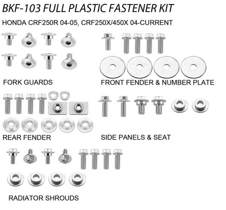 komplet śrub do plastików honda crf 250r '04-05, crf 250/450x '04-20 (bkf-103)