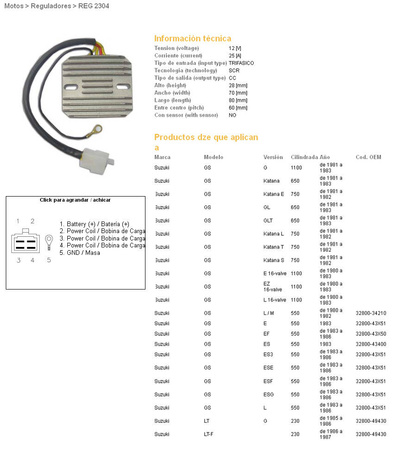 Dze regulator napięcia suzuki gs550/650/750/850/1000/1100 (esr090,esr100) 32800-34210 (esr090)