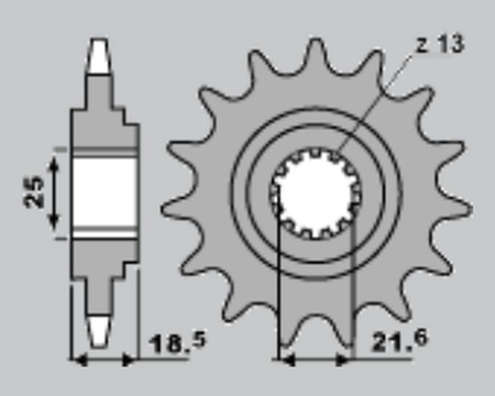Zębatka przednia 2119 14 (a4254065141) kawasaki z750/z800