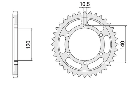 Zębatka tylna 498 43 (a4150499430)  suzuki tl 1000 , kawasaki vn 800