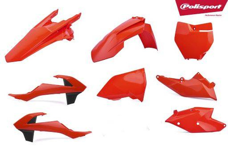Komplet plastików ktm sx/sx-f '16-'18 w zestawie tablica przednia (8666400006) i osłony amortyzatorów (8398600010) kolor pomarańczowy fluo