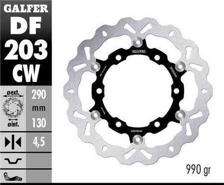 Tarcza hamulcowa przód kawasaki ninja 250r '08-'12, zx25r '20-'21 (290x130x4,5 mm) środek aluminiowy (990 gram)