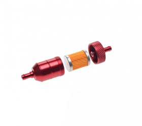 Filtr Paliwa CNC Fi 6 Mm Rozkręcany Aluminiowy czerwony