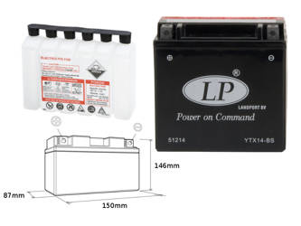 Landport akumulator ytx14bs 12v 12ah 152x88x147 bezobsługowy - elektrolit osobno (4) ue2019/1148