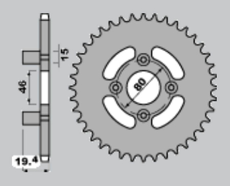 Zębatka tylna 319 46 aprilia et 50 82-85 (319-46) (łańc.415)