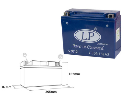 Landport akumulator żelowy g50n18la2 12v 20ah 206x91x164 bezobsługowy - zalany (4)