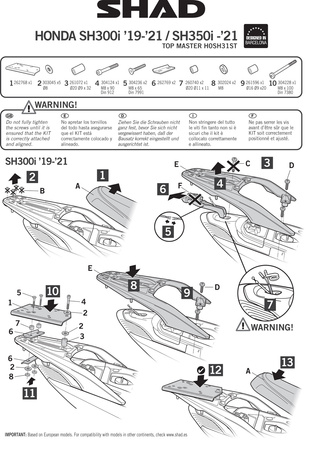 Stelaż kufra tylnego Shad do Honda SH 300i - 350i
