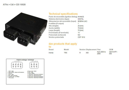 Dze moduł zapłonu cdi honda trx 450r 04-05 (oem-304110-hp1-003)