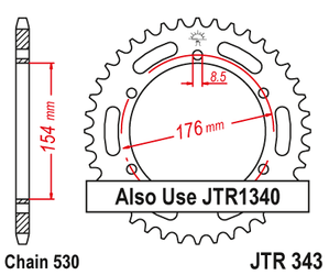 Zębatka tylna 4434 43 honda vfr750, vfr800 v-tec '02-'14, vfr800x crossrunner '11-'15 (jtr343.43)* (łańc. 530) - zamienona przez jtr1340.43