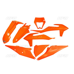 Komplet plastików ktm exc 125 '20-'21, exc/excf(exc-f) 150/250/300/350/450/500 '20-2023 z osłoną lampy kolor pomarańczowy (kt527e127)