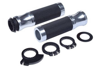 Gumy kierownicy manetki motocyklowe cnc Srebrne