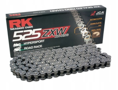 ŁAŃCUCH NAPĘDOWY 525ZXW-114 (XW-RING) ZAKUWKA (CLF) W ZESTAWIE KOLOR STANDARD (POJEMNOŚĆ: DO 1300 CCM) (46,4 KN)