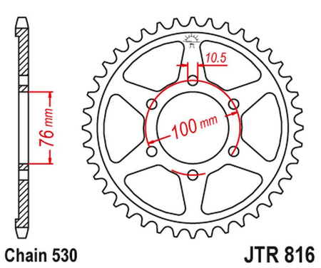 zębatka tylna 816 45 suzuki gsxr1100, gsxr750 (92-95) (81645jtzbk) (łańc. 530) kolor czarny - zamienna z 825 45