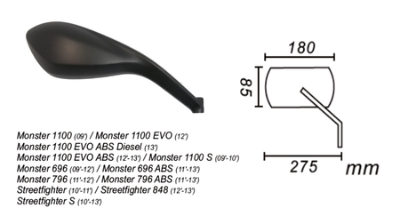 Lusterko Prawe Ducati Monster 1100/796/696 Power Force