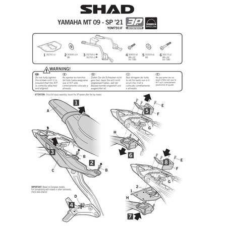 Stelaż do kufrów bocznych Shad 3P do Yamaha MT 09 / SP