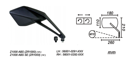Lusterko prawe kawasaki z1000 2014+… power force