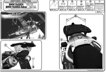 Stelaż Kufra Centralnego Bmw F 650gs (00-03), F 650gs Dakar (00-03) ( Bez Płyty )