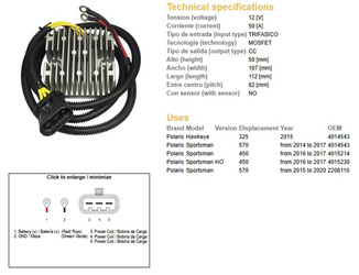 Dze regulator napięcia polaris sportsman 450 '16-'17, 570 '14-'17, hawkaye 325 '15 (4014543, 4015214, 4015230) mosfet - 50a