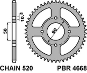 Zębatka tylna 4668 45 c45 ktm 125 duke 11-13 (jtr273.45) (zamienna z 279 45) (łańc. 520) (otwór 8,5mm)