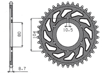 Zębatka tylna 488 42 kawasaki zrx 1200 r/s 01-06, zxr 750 91-92 (jtr488.42) (łańc. 530) (48842jt)