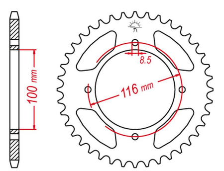 Zębatka tylna aluminiowa kolor zielony 467 52 kawasaki kx 80 '98-'00, kx 85 '01-'20, kx 100 '00-'21 (jtr461.52) (łańc. 420)