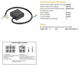 Dze 2022/08 moduł zapłonu cdi honda crf 450r '08, (oem 30410-men-a11)