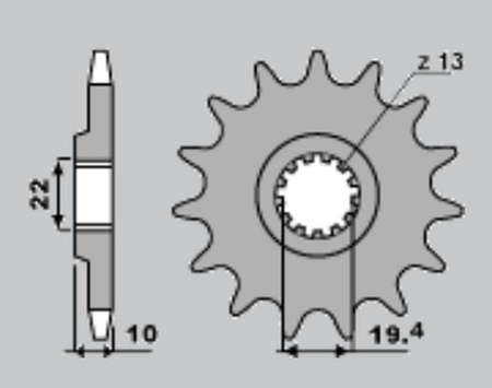 Zębatka przednia 435 13 suzuki rm 250 '89-'08, drz 400, dr 350 (jtf432.13)