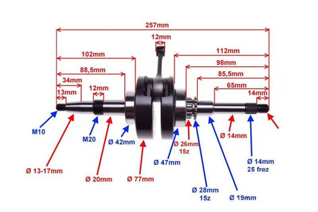 Wał korbowy Sym Orbit Ii Peugeot Vivacity 3