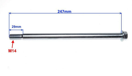 Oś tylnego koła Romet Zetka fi15x247 mm