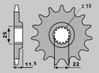 Zębatka przednia 1252 15 (190215jt) ktm lc 4 '88-'09