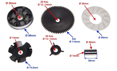 Wariator do skuterów 4T z Silnikiem 139Qmb