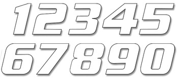 Numery startowe 25cm x 20cm ukośne, kolor biały nr7 (3szt.)