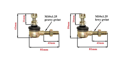 Końcówki drążków power force atv bashan 110/200cc kpl.2 szt ns150fmh-200001