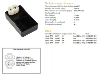 Dze moduł zapłonu cdi honda trx400 fw 95-03 (30410-hm7-010) (30410-hm7-003)